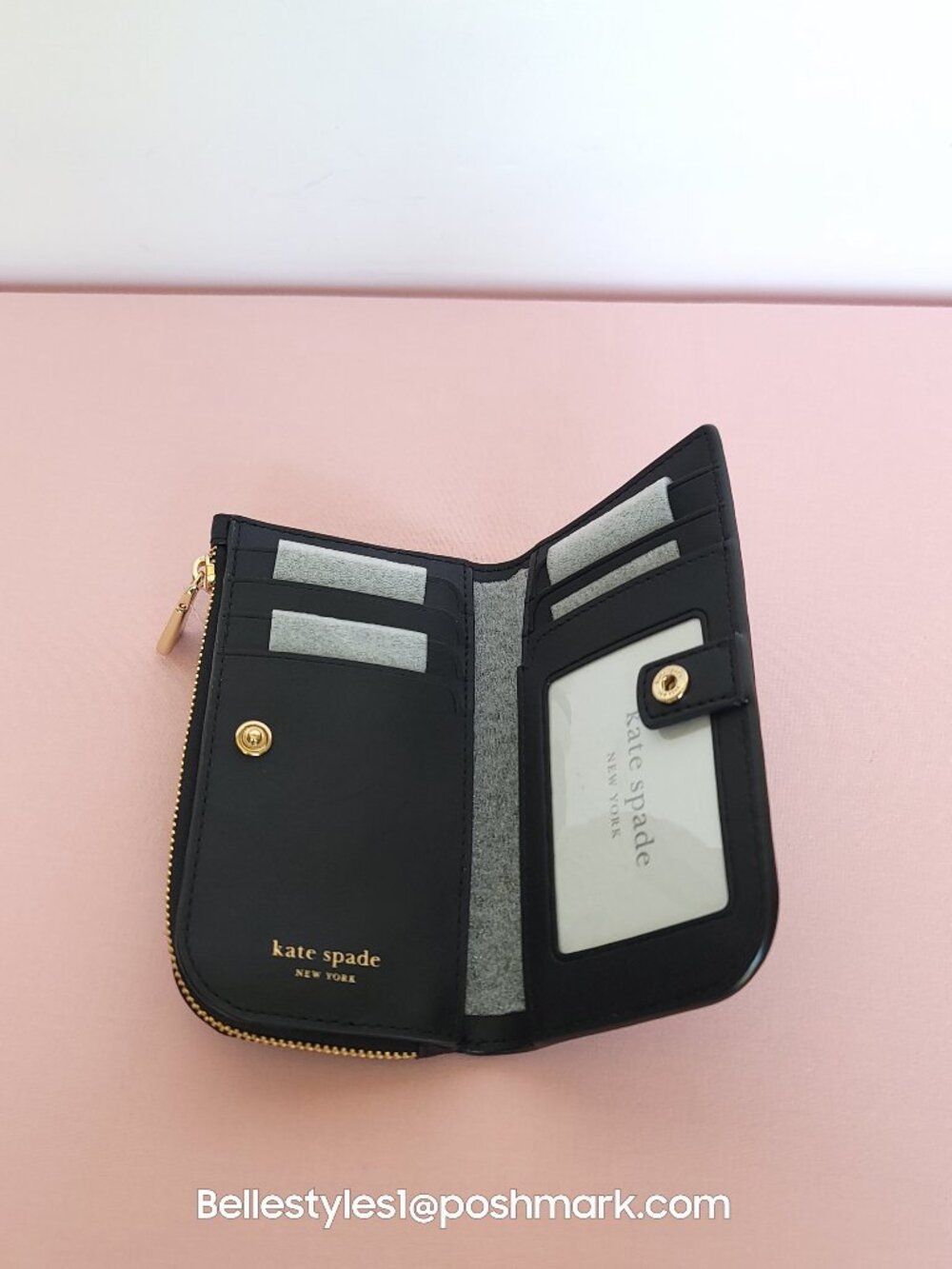 KATE SPADE Devin Pebbled Leather Small Bifold Wallet-Black color⭐ - Picture 13 of 16
